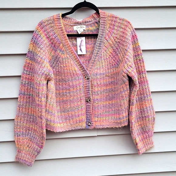 JESSICA SIMPSON PARTIAL WOOL CROPPED SWEATER SIZE LARGE NWT - Picture 1 of 15